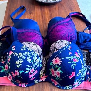 Four Beautiful Cacique Bras. (1) NWT, (3) worn sparingly. All 38D! Read details!
